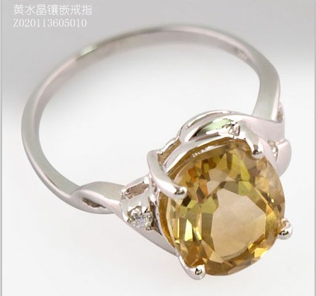 鉑晶爾曼黃水晶鑲嵌戒指